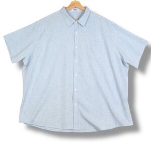 COOFANDY Mens Short Sleeve Button Up 3XL Rayon Linen Blue Resort‎ Casual